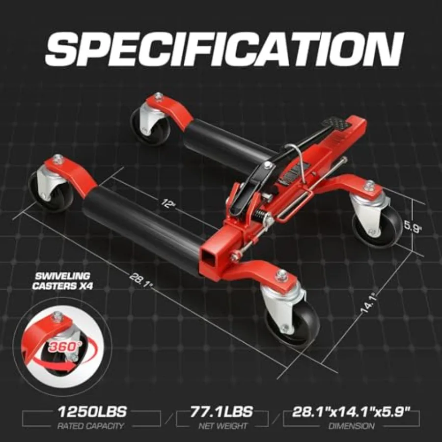 2개 세트 자동차 휠 돌리 잭 세트 기계식 1250 lbs 자동차 스키트 12인치 휠 차량 위치 조정 잭 중량급 롤러 포함