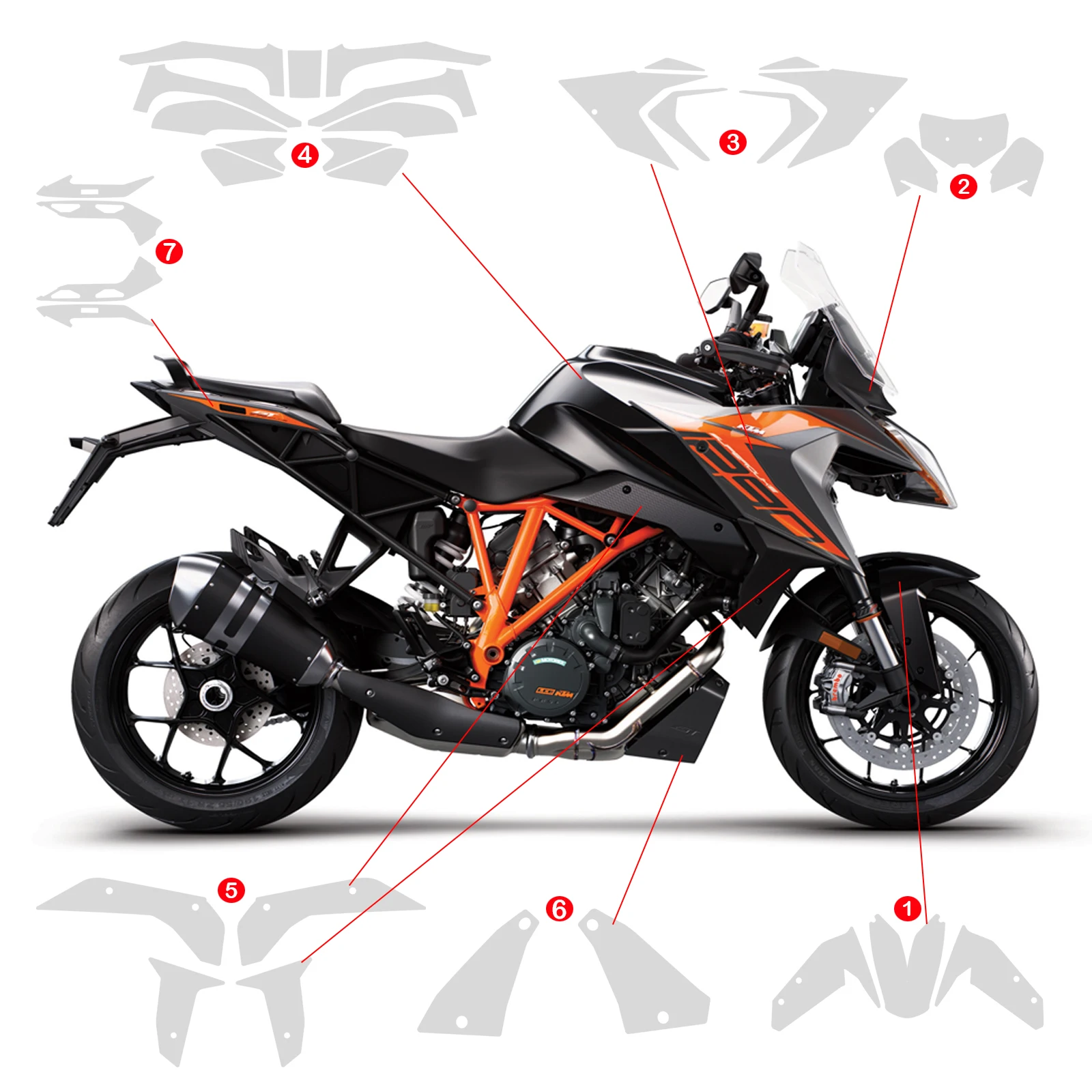 For 1290 Super Duke GT TPU Complete Anti- Scratch Sets PPF Motorcycle Protective Film 1290 SUPER DUKE GT Paint Protection Films