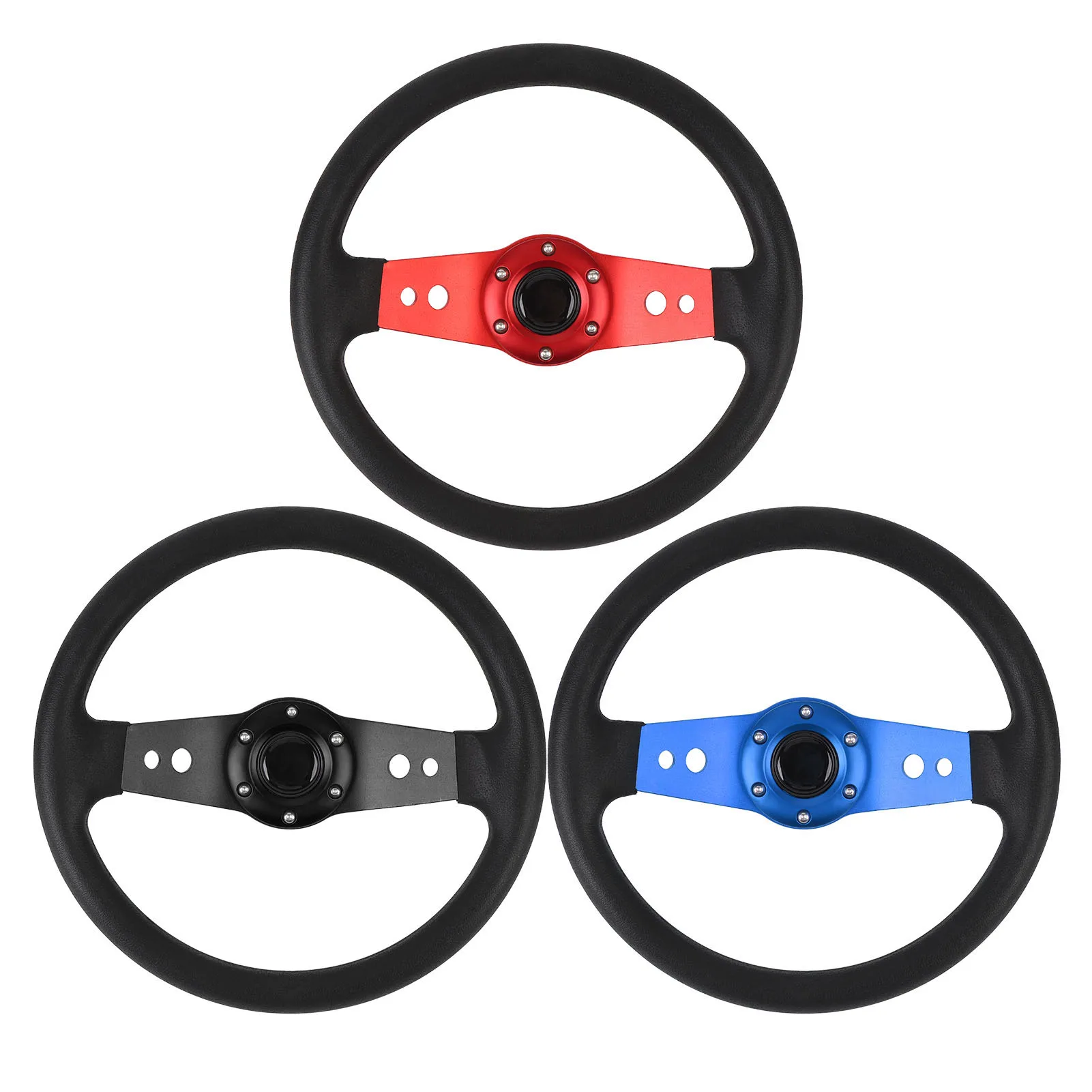 

13-дюймовый автомобильный руль из искусственной кожи, стильный вид, ударопрочный, улучшенная ручка, простая установка, гоночный руль для автомобиля, новый