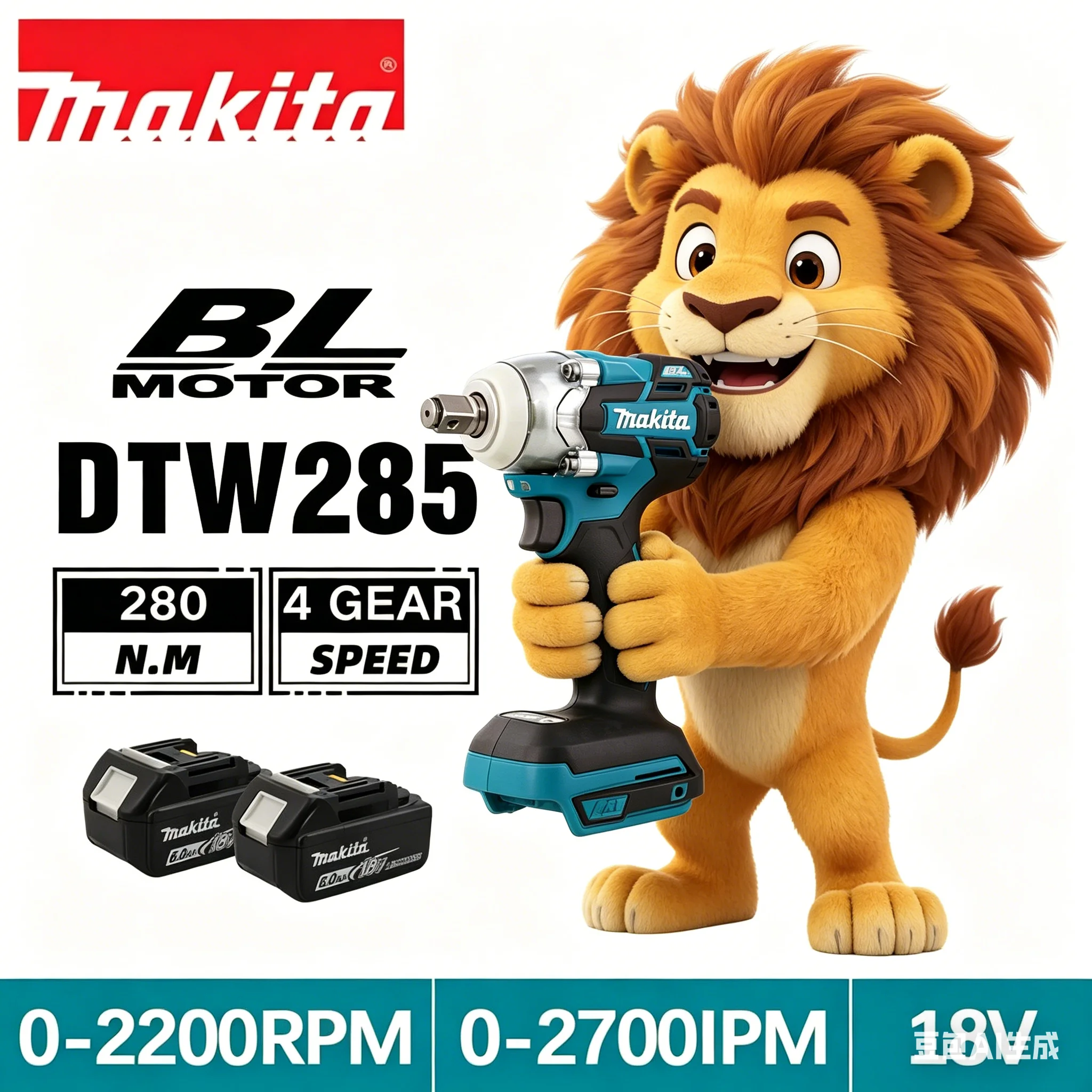 

Аккумуляторный ударный гайковерт Makita DTW285, 320 Нм, бесщеточный, электрический, совместимый с аккумуляторами Makita 18В