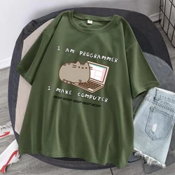 I Am Programmer I Make Computer Tshirt Men Vintage Loose Cotton Tops Couple Summer Clothes Simplicity Oversize Soft T-Shirt Men