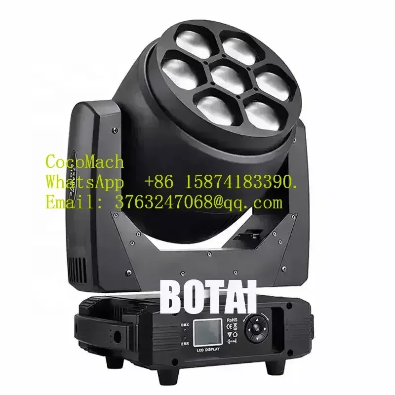 7 x 40W 4IN1 RGBW Bee Eye LED Moving Head Light Beam Wash Zoom Stage Effect Lighting for Disco Club Wedding