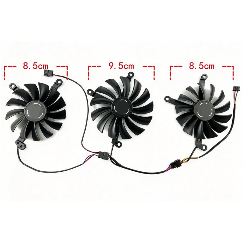 Suitable for XFX RX6700 6700XT 6750XT MERC Overseas Version GPU Cooling Fan, fan diameter 85mm and 95mm