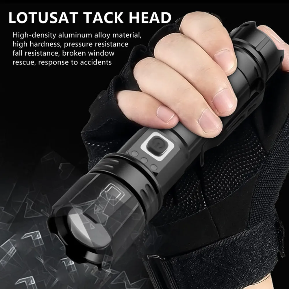 المحمولة الحقيقية 4-core مصباح ليد جيب جميع سبائك الألومنيوم نوع-C شحن فانوس زوومابلي الشعلة للتخييم في الهواء الطلق في حالات الطوارئ #6