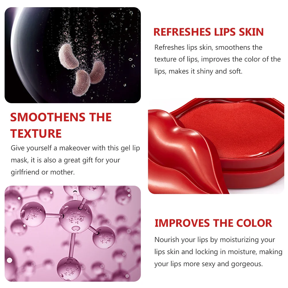 

40pcs Gel Mask 20 Sheets Hydrating Cherry Extract Lip Care Tool For Soft Smooth Lips Moisturizing Lip Sleeping Mask