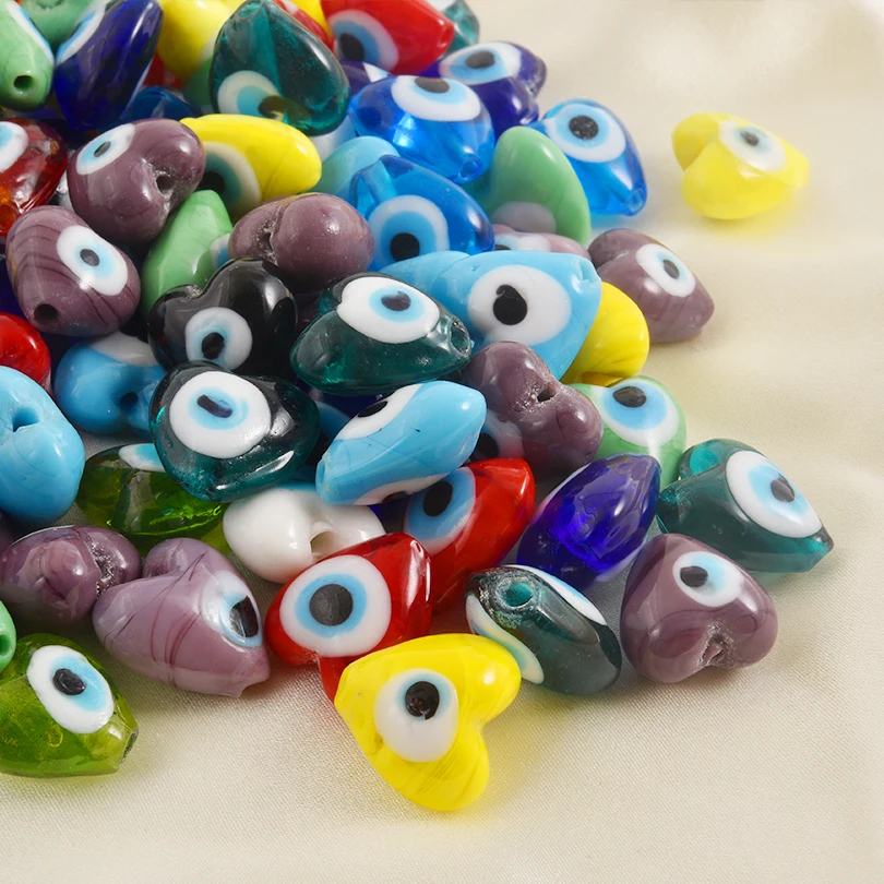

10/20/30/50Pcs Heart Shape Design Eyes Personalized Beads /Loose Spacer DIY Handmade Crafts Jewelry Bulk Accessory Glass Mater