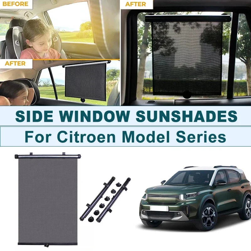 

2Pcs UV Protection Retractable Car Side Window Sun Shade Roller Blinds For Citroen C3 C4 C4L C5 C6 Berlingo Jumpy Picasso DS3