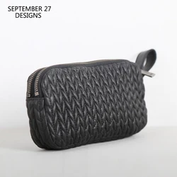 New Fashion Clutch Bag Genuine Leather Luxury Double Zipper Long Wallet Casual Cell Phone Purses Sheepskin Unisex Hand Bags