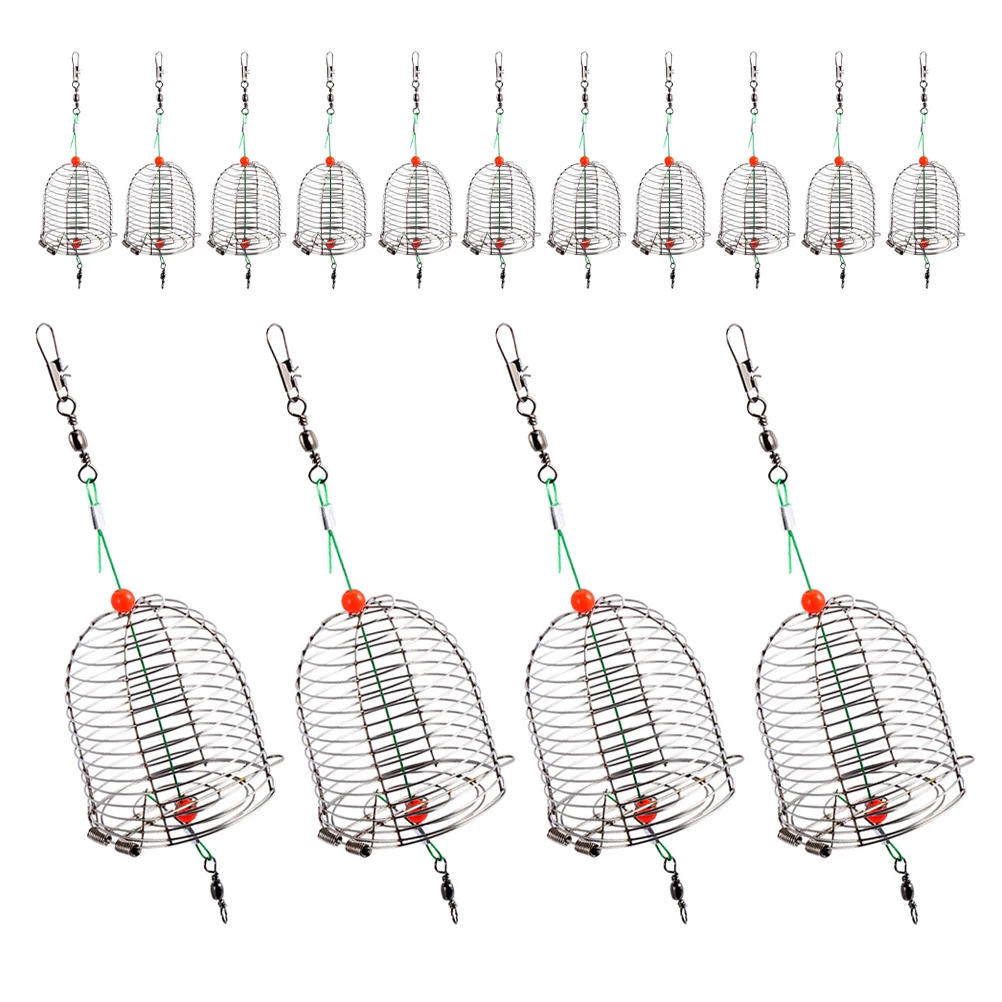 

15pcs Outdoor Fishing Bait Cage Stainless Steel Durable Fresh Bait Portable Carp Feeder Large Metal Trap Holder Fishing