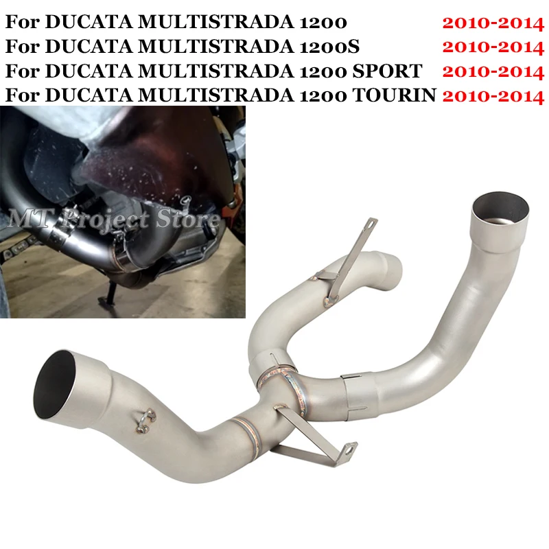 

Slip On For Ducati MULTISTRADA 1200 S SPORT TOURIN 2010 - 2014 Motorcycle Exhaust System Mid Link Pipe Connect Original Muffler
