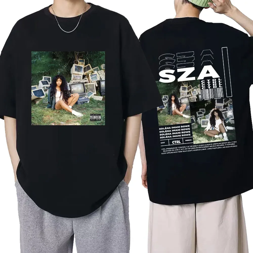 SZA Ctrl-Camiseta con estampado de portada de álbum de música para hombre y mujer, camiseta Vintage de gran tamaño, camisetas estéticas informales de algodón para verano, ropa de calle