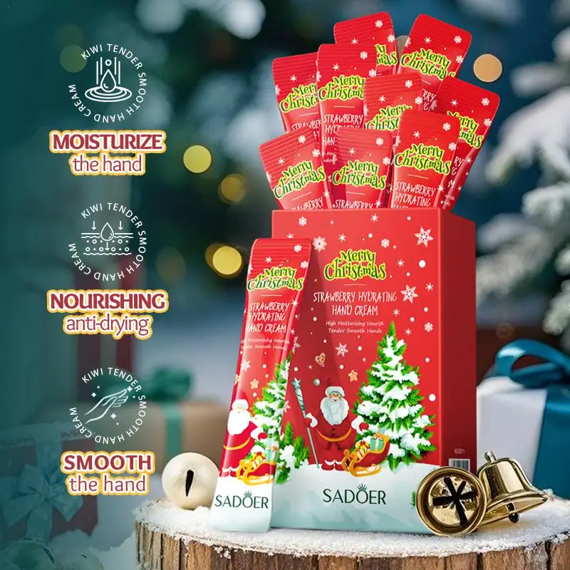 

SADOER 20Pcs/Set Moisturizing Hand Cream Avocado Kiwifruit Strawberry Essence Nourishing Anti Chap Repairing Hands Care Gift
