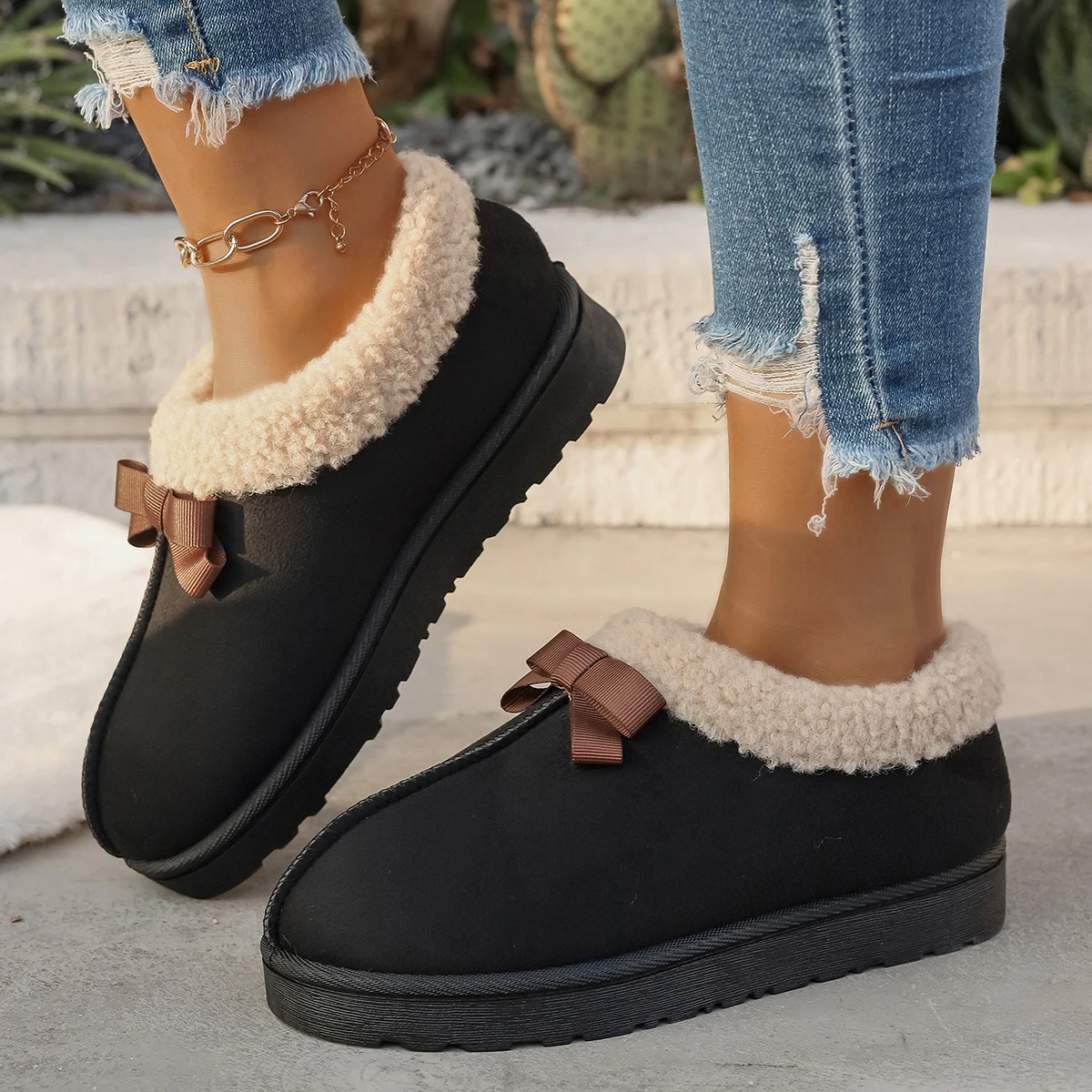 Winter Women's Slipper Fashion Fuzzy Fur Anti-slip Soft Sole Outdoor Indoor Warm Comfort Men Leisure Plush Houseshoes Couple