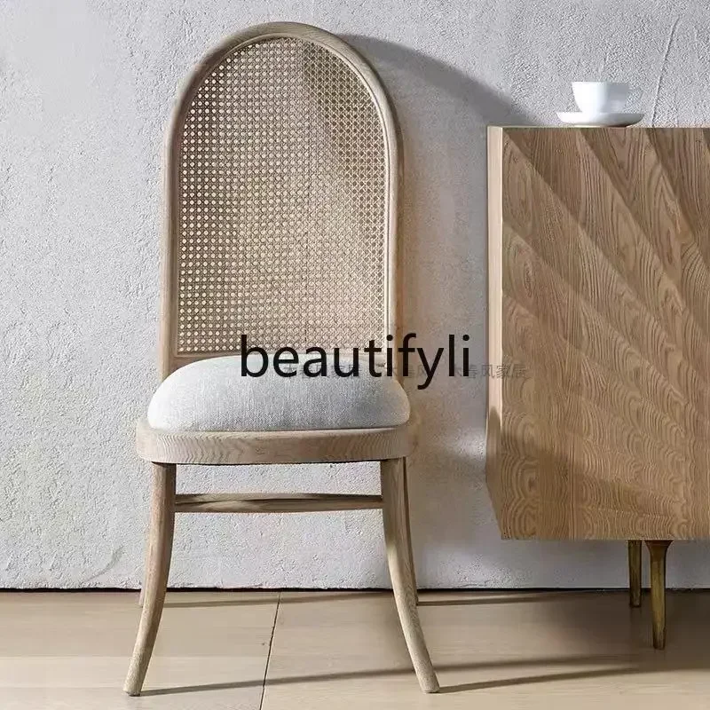 

XZQLog Wind High Back Chair Cream Wind Household, Wabi Wind, Medieval Chair Designer Creative Chair