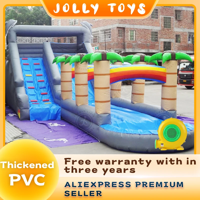 Large forest with pool inflatable slide children's outdoor long slide castle, inflatable slide