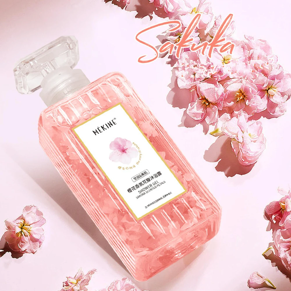 500ml Sakura Petals Shower Gel Moisturizing Whitening Nicotinamide Jasmine Oil Control Nourishing Refreshing Body Bathe Skincare