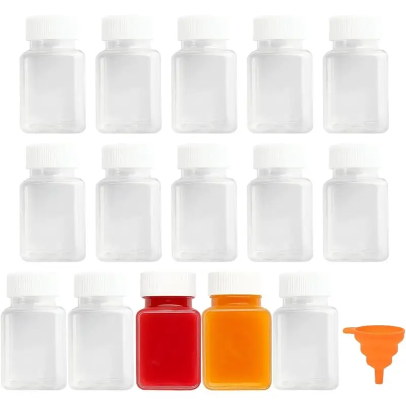 【OFF-SHELF】 15 botellas vacías de plástico pequeñas de 100 Ml, para llenar transparente con tapa, para jugo, agua, batido