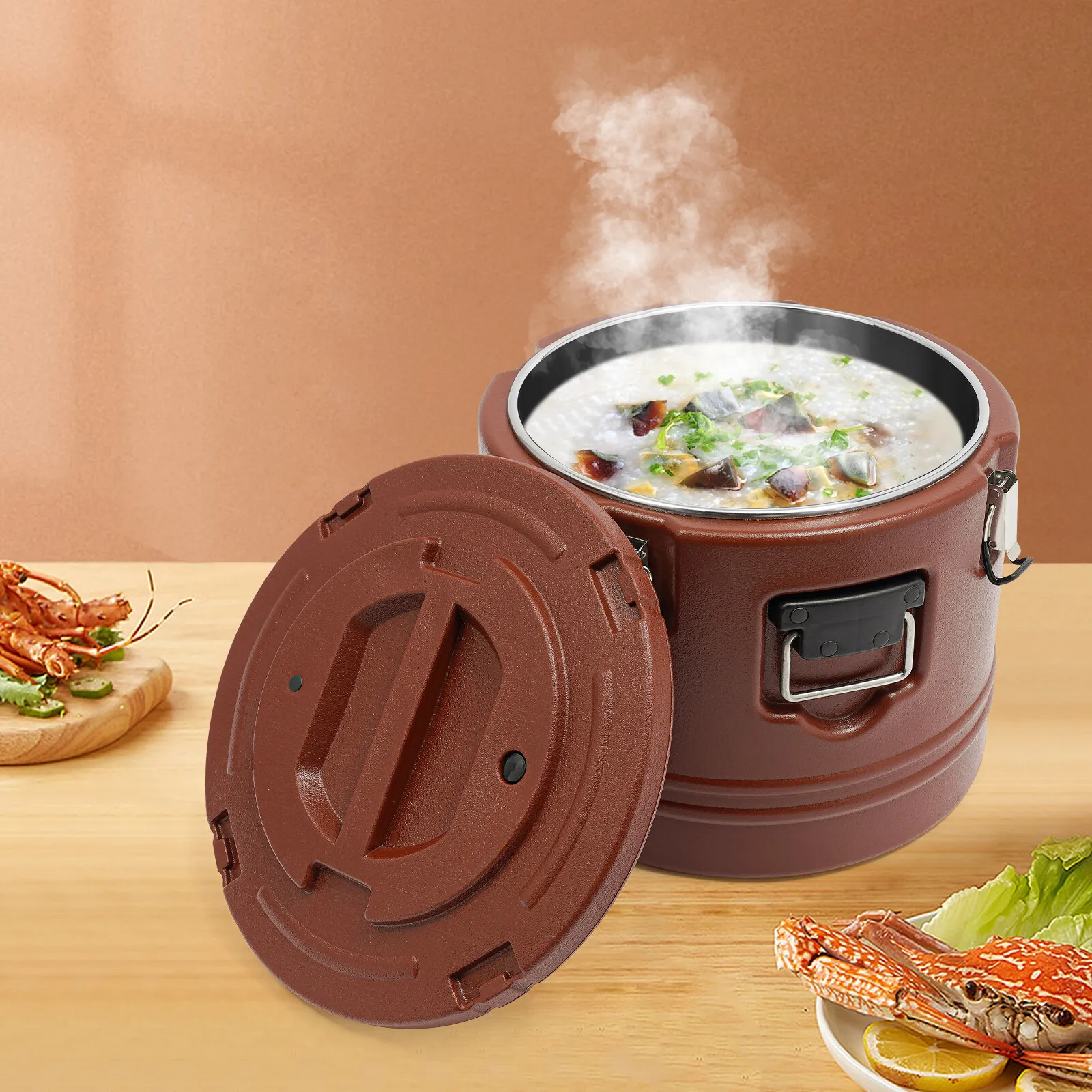 حامل الطعام الحراري التجاري - حاوية حساء ساخنة وباردة معزولة سعة 30 لترًا (32 كيو تي) مع غطاء