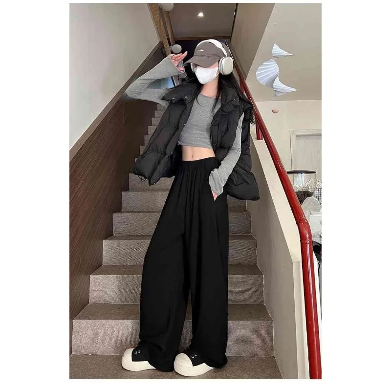 

Кашемировые широкие брюки для женщин с высокой талией и драпировкой, новые осенне-зимние бархатные повседневные спортивные широкие брюки