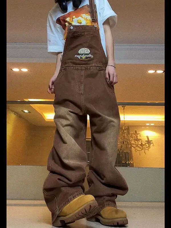 

Embroidered Denim Overalls Women's Spring Autumn New Sle Burger Patterned plus Size Sister Casual Comfortable Jumpsuit