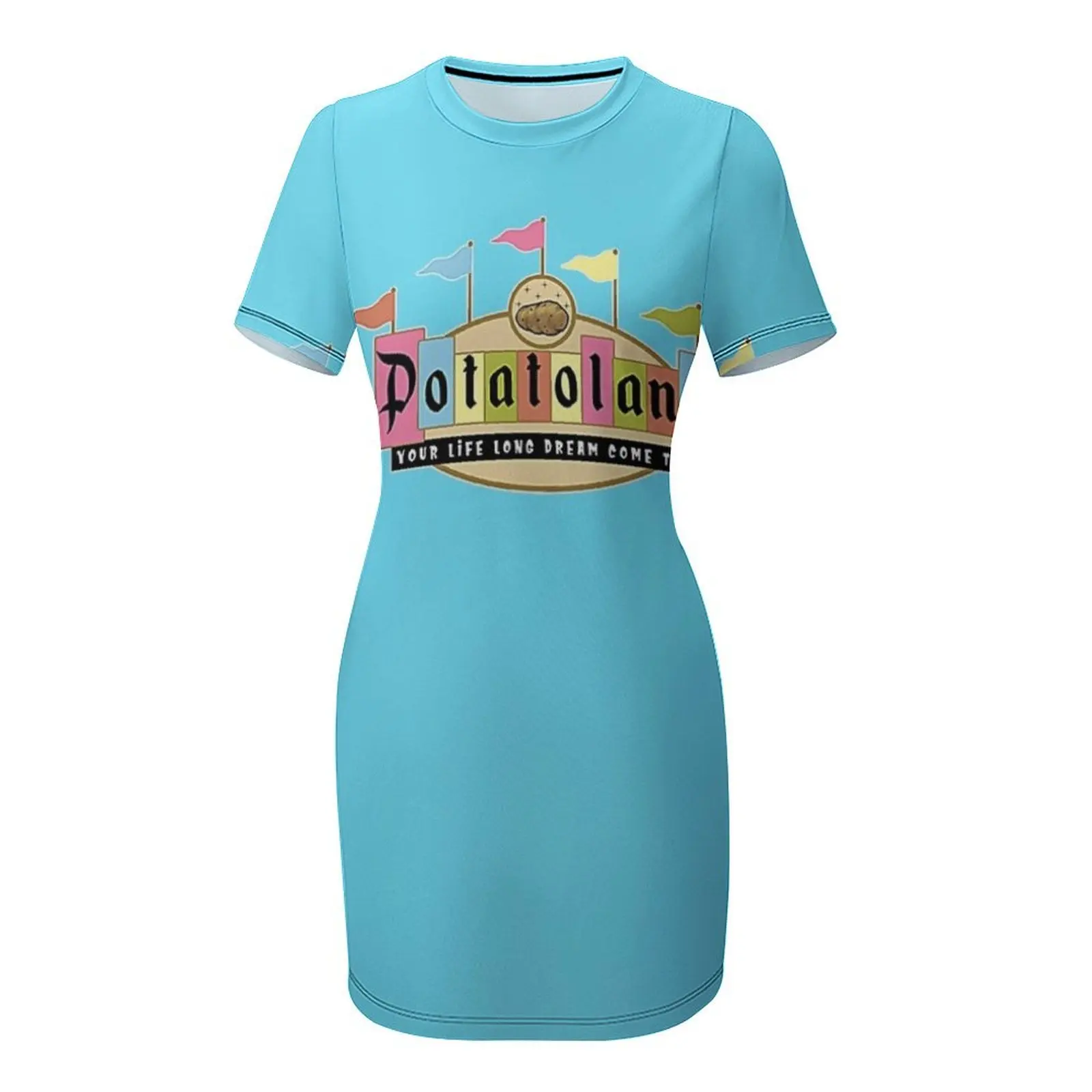 Potatoland Retro Sign T-Shirt Essential T-Shirt Short-Sleeved Dress long dress women birthday dresses for women Dress