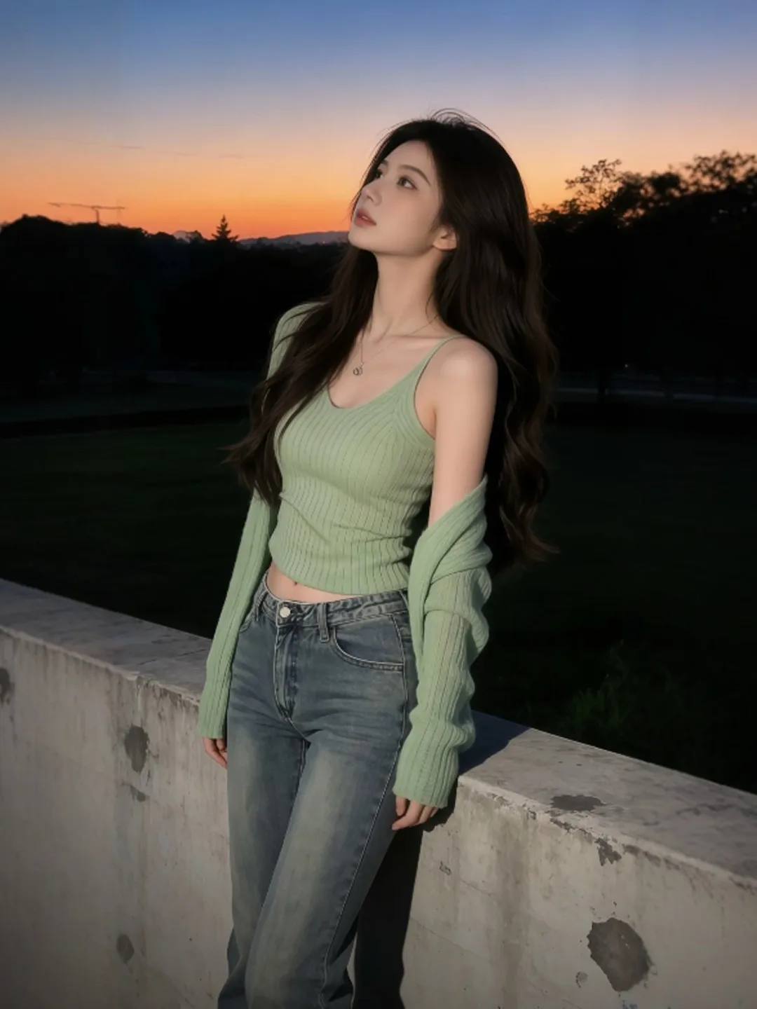 

Уникальный вязаный комплект: кардиган с V-образным вырезом и топ, весна 2026, модный корейский стиль, приталенный крой, длинный рукав, повседневная одежда