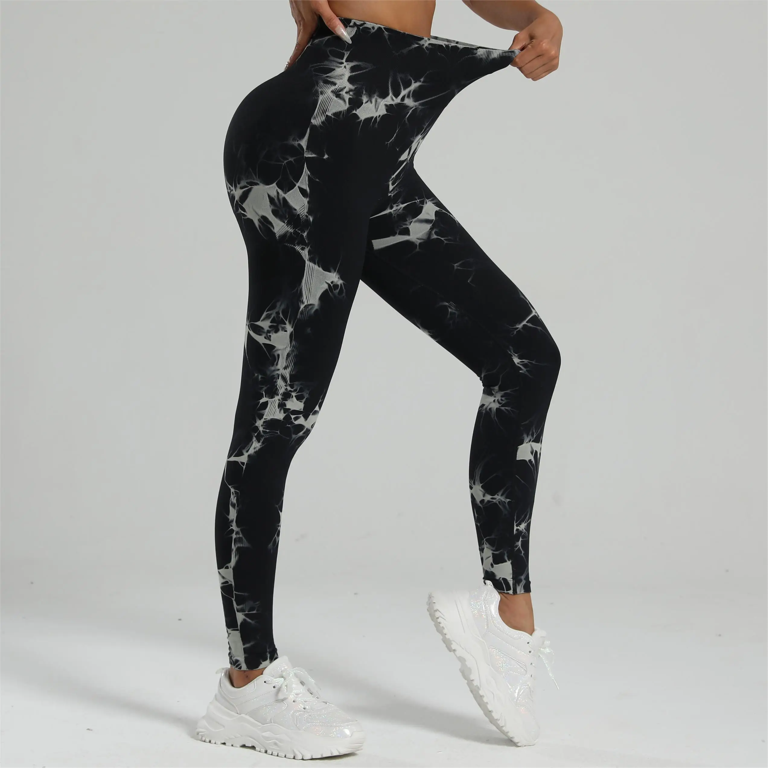 Women Tie Dye Gym Leggings Butt Yoga Pants Scrunch Sports Fitness Tights High Waist Workout Seamless Training Leggins S-XL