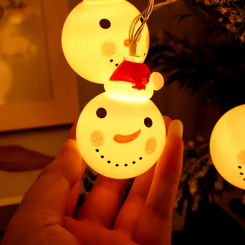 Snowman LED Light String para atmosfera interior, luzes de bateria, impermeáveis, decorações de natal, ano novo, aniversário, quarto, 100, 2023