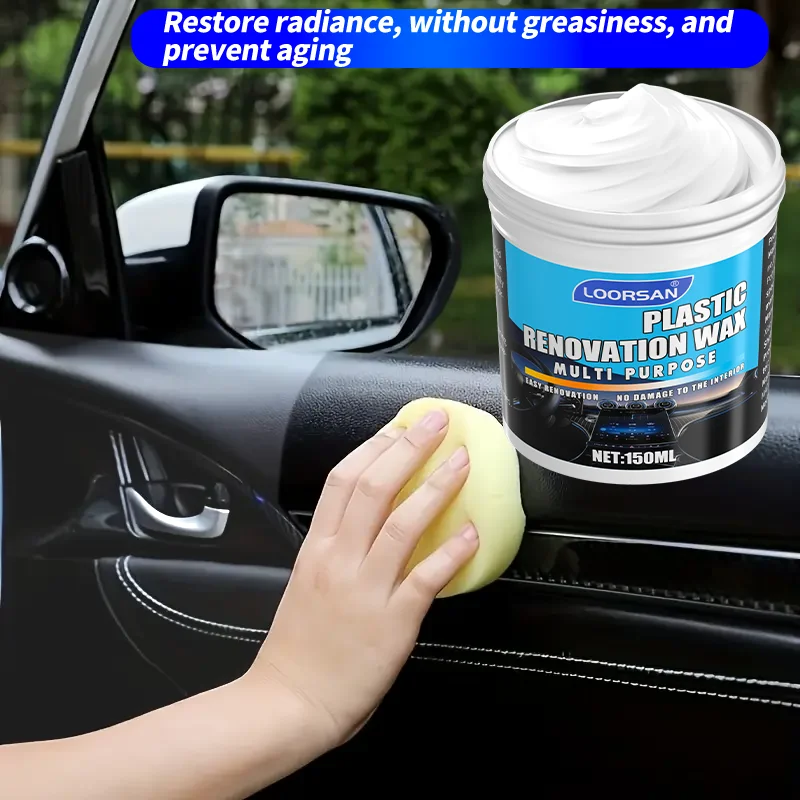LOORSAN 150ML Multi-Purpose Plastic Renovation Wax Car Interior Restorer Long-Lasting Luster Restoration for Vehicles