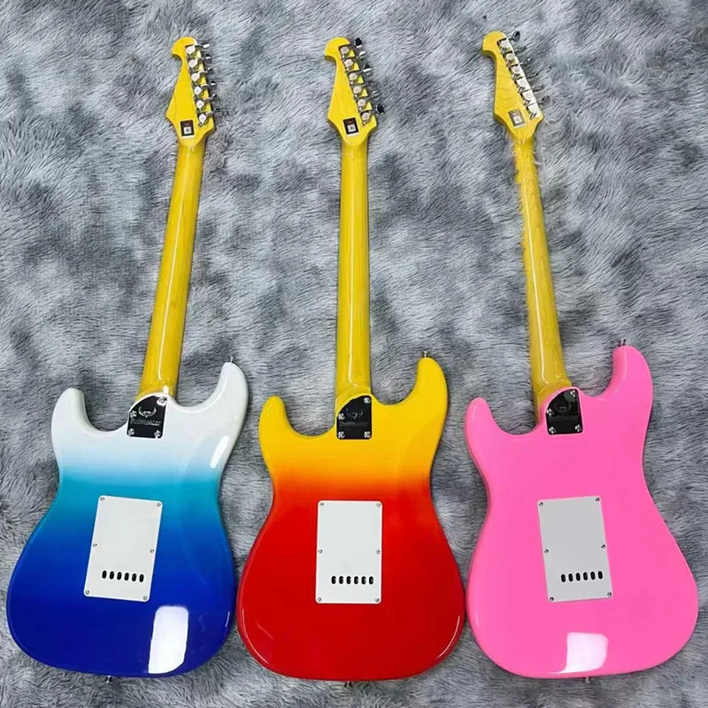 Bullfighter Factory Blue Pink Red 22 Frets Solid Poplar Electric Guitar Body Maple Neck Strings Vintage Chrome Bridge