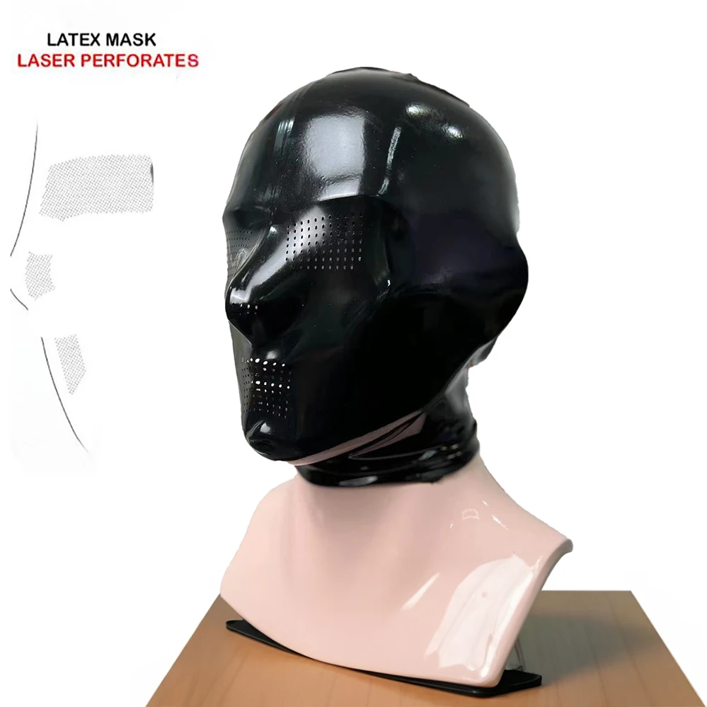 Latex Mask Sexy Rubber Hood  Fetish Mask Unisex Latex Face Mask Bronzing Cloth Head Cover