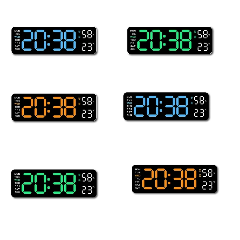 

LED Wall Clock with 2 Alarms Date Temperature Display and Snooze Memory Function