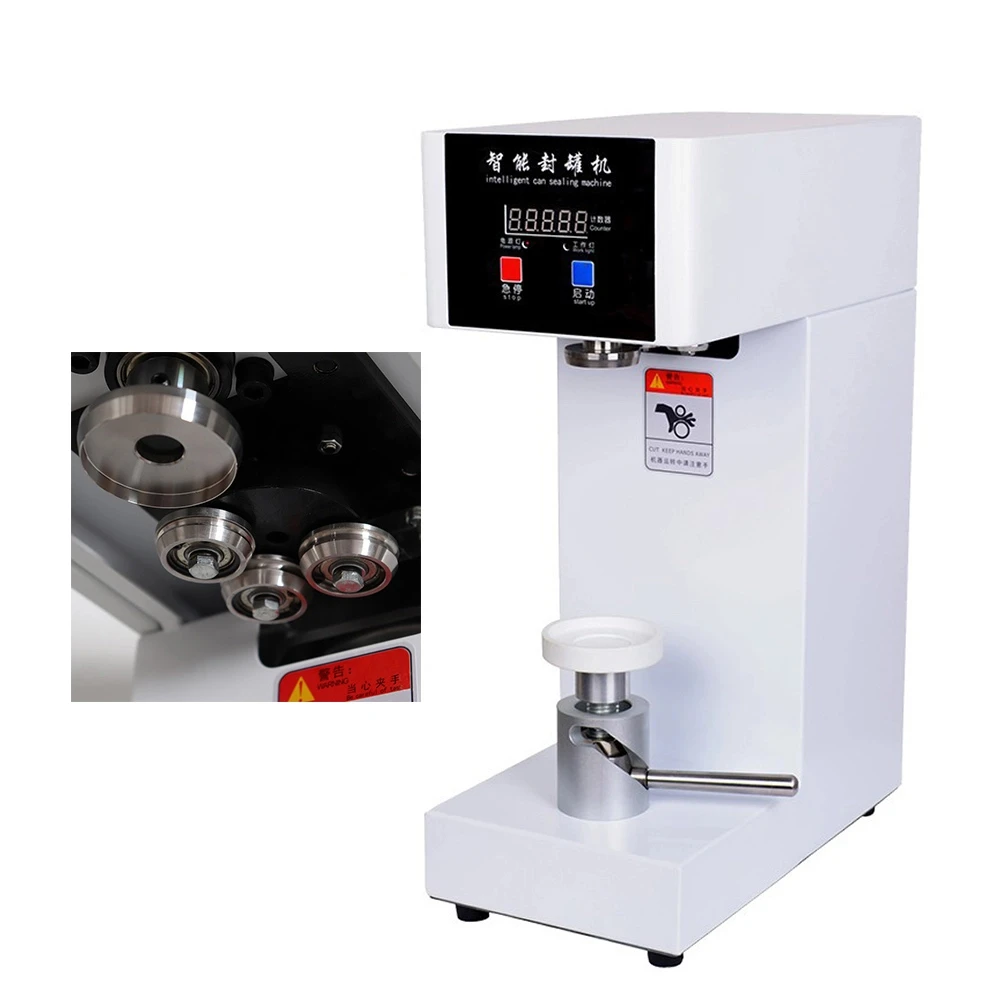 

QLS-180 220V/110V Commercial Plastic Can Beverage Coffee Milk tea And Drink bottle sealer Smart Panel Can Sealing Machine