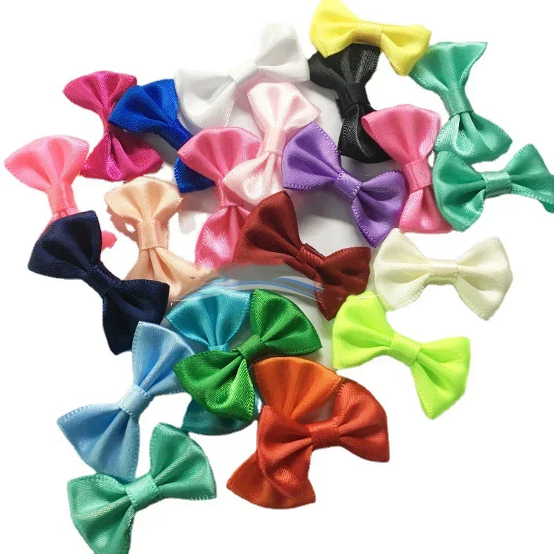 50 Pcs Mini Satin Bows Ribbon Vintage Soft Boutique Flower Bowknot for DIY Sewing Craft Bow Home Wedding Party Decor Bowties