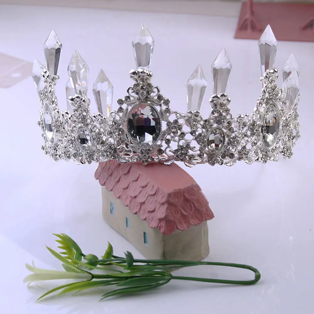

Crystal Icicle Shape Bride Crown Delicate Elegant Headwear Birthday Cake Decoration Women Hair Accessories Unique Headdress