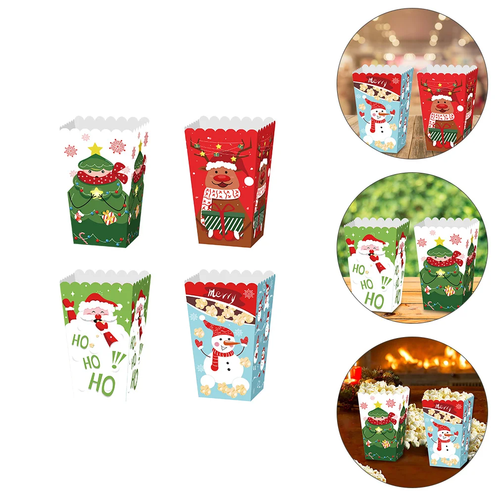 12 Pcs Popcorn Box Candy Storage Boxes Christmas Packaging Gift Packing Paper Baby Adorable Cases Practical