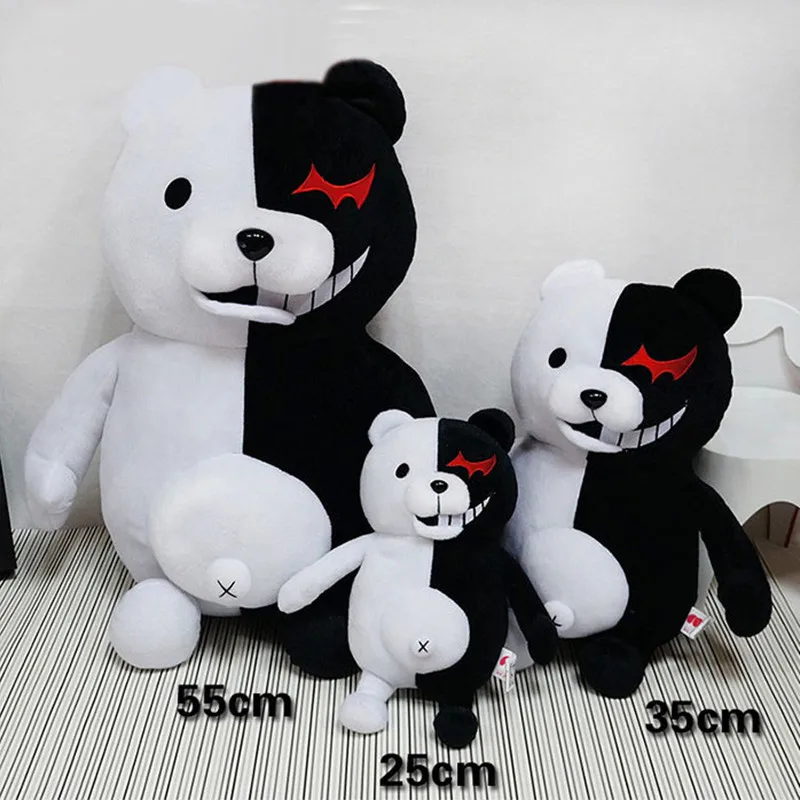 Dangan ronpa super danganronpa 2 monokuma preto branco urso brinquedo de pelúcia macio pelúcia animal bonecas presente aniversário para crianças