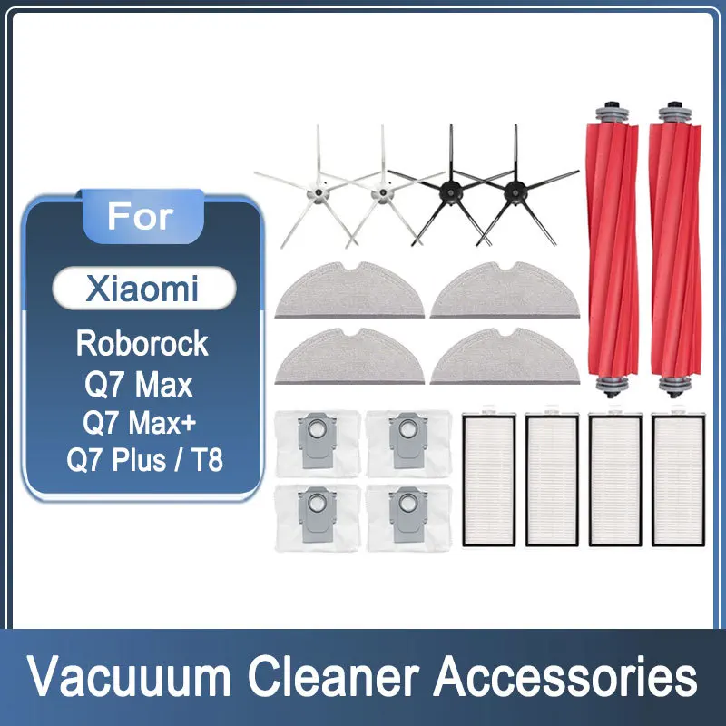 Piezas de repuesto para aspiradora Xiaomi Roborock Q7 Max,Q7 Plus,Q7 Max +,T8 Hepa, filtro, mopa, bolsa de polvo, Robot, cepillo lateral principal
