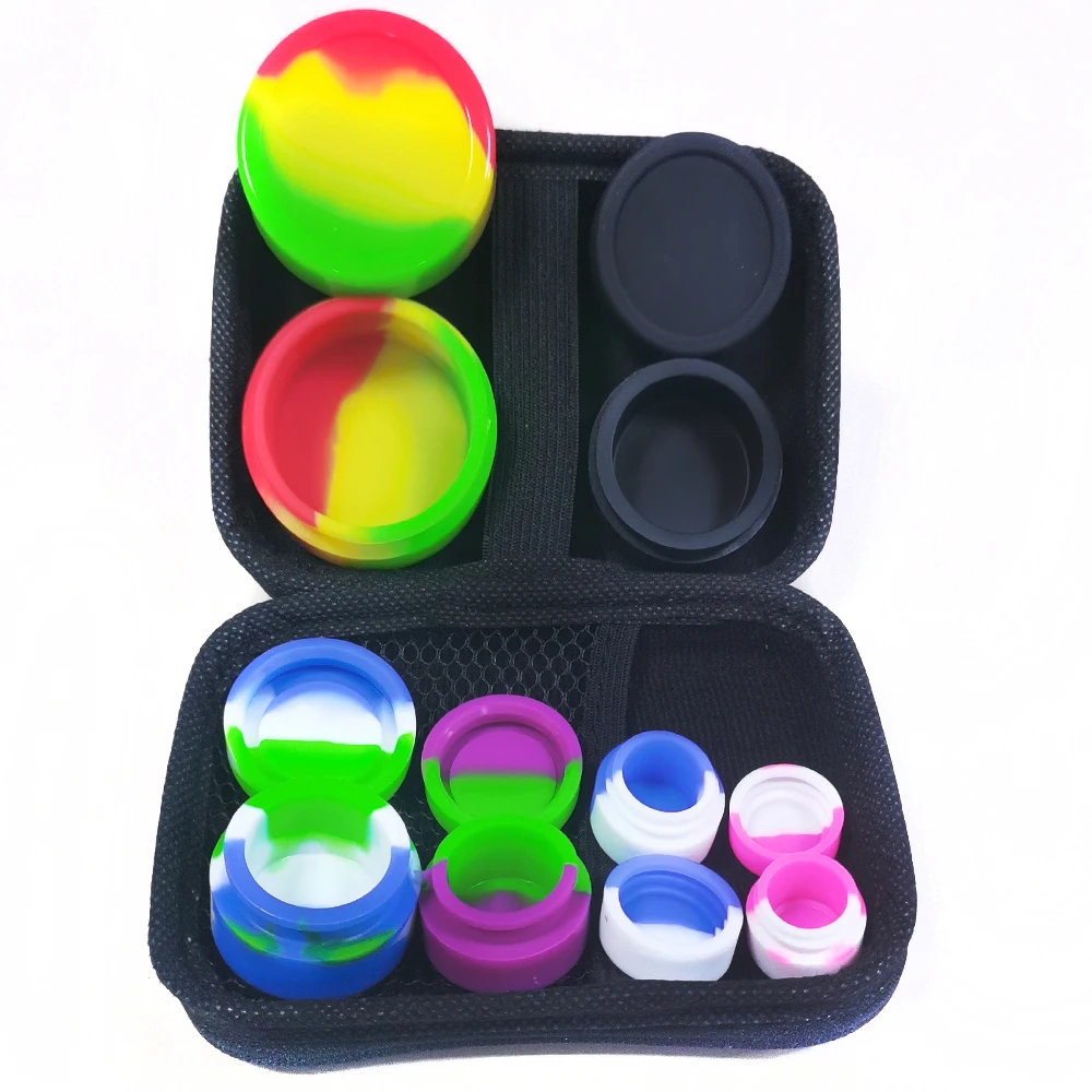 1Set With Storage Bag Nonstick Silicone Jar 2ml/ 3ml/5ml/7ml/10ml/22ml Slick Storage Case Jars Smoking Accessories