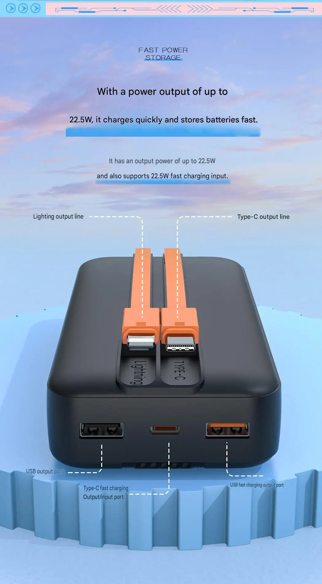 20000mAh Power Bank with Digital Display Built-in Cable Fast Charging Portable Charger 3C Certified Super Fast Charge Large Capacity External Battery Pack Airplane Friendly for Travel Smart Phone view 8