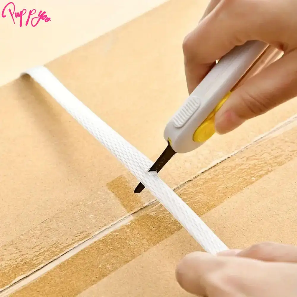 2Pcs Magnetic Courier Opening Cutter Self-locking Rebound Safety Cartons Box Opener Retractable Durable Mini Utility Cutter