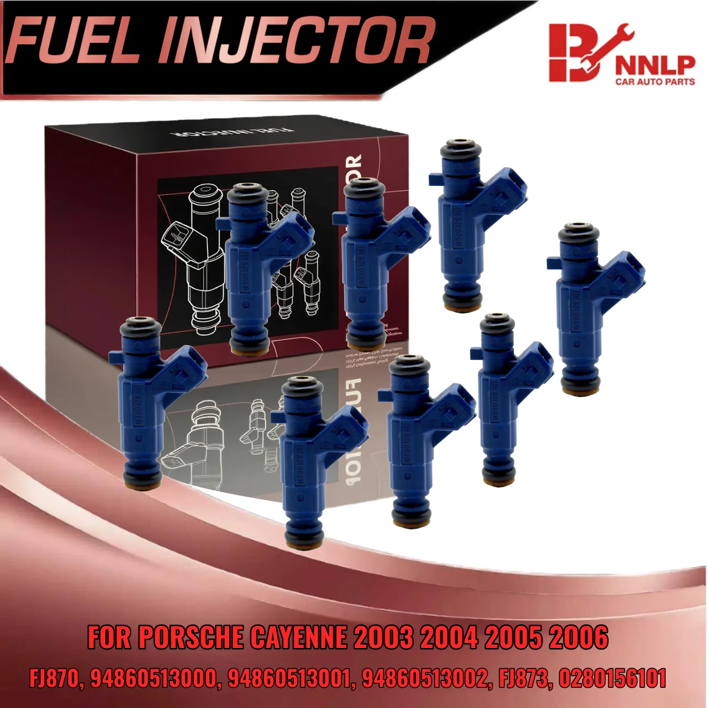 

8pcs Fuel Injector for Porsche Cayenne 2003 2004 2005 2006 4 5L DOHC 94860513000 FJ870 0280156101
