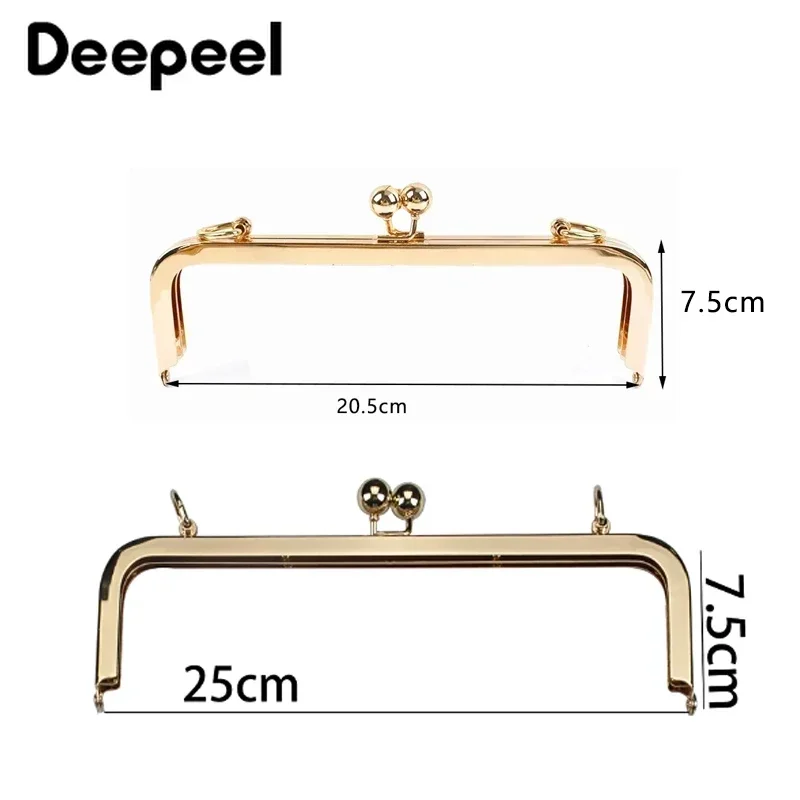 Deepeel 1-5Pcs 20/25cm Purse Frame Kiss Clasp Metal Square Smooth Handles for Bag DIY Sewing Brackets Screw Wallet Accessories