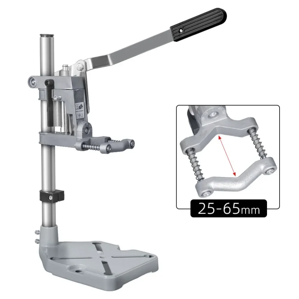 Drill Stand Bench Drill Mount Silver Drill Press Stand 38mm Reduction Sleeve Easy Assembly Superior Concentricity