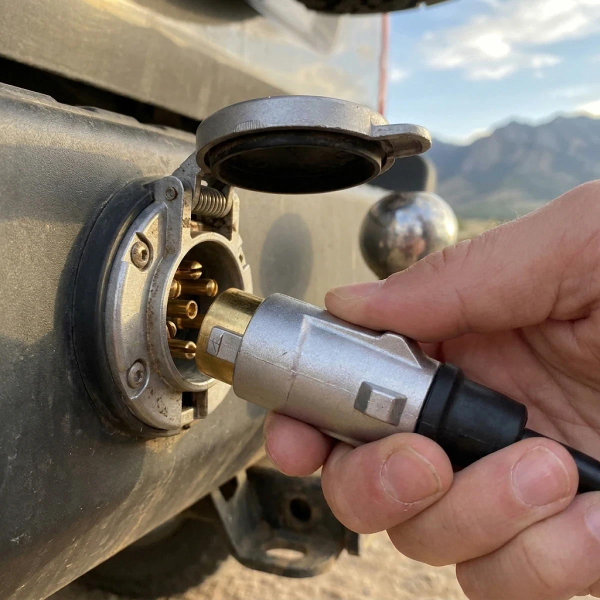 

Durable 7 Pin Aluminium Alloy Plug Trailer Truck Towing Electrics 12V Connector EU Plug Professional Replacement For Truck RV