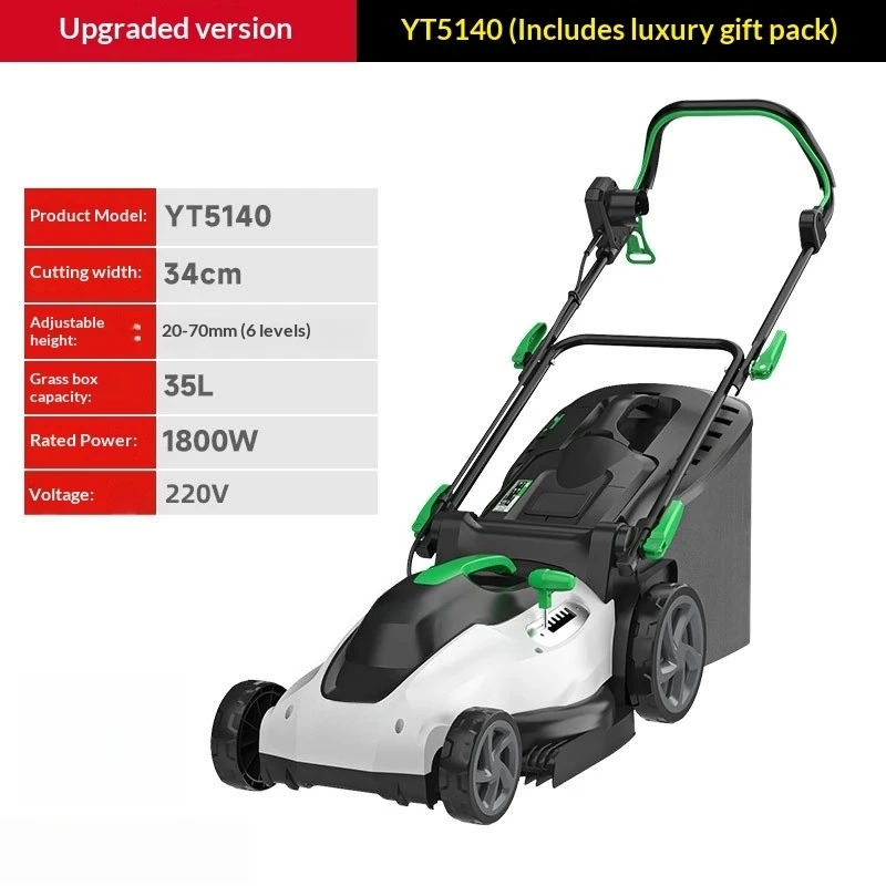 220V Elektrische Grasmaaier met Snoer 1400W 1600W 1800W 2200W Geschikt voor Gebruik in Huis en Tuin voor Trimmen, Maaien en Wieden van Gazons