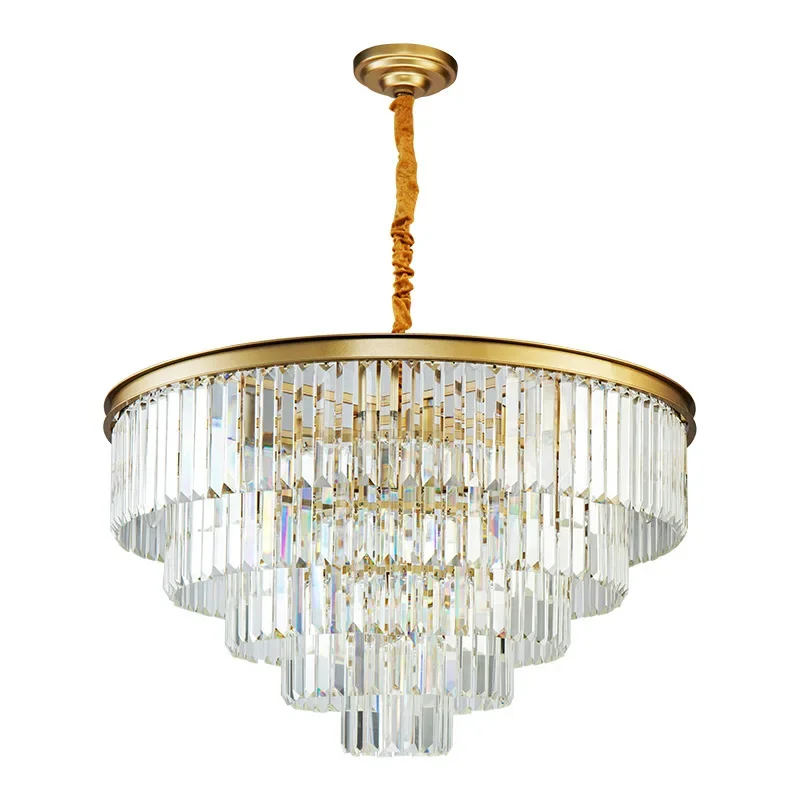 Imagem -06 - Modern Round Multi-story Crystal Chandelier Pendurado Lâmpada Pingente Suspensão Luminária Dourado e Preto Led Chandelier Iluminação Interior