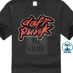 Daft Punk Logo discreating Discovery czarna koszulka Dj męskie Clubbing T Shirt czerwony Daft Punk Electro House 016124