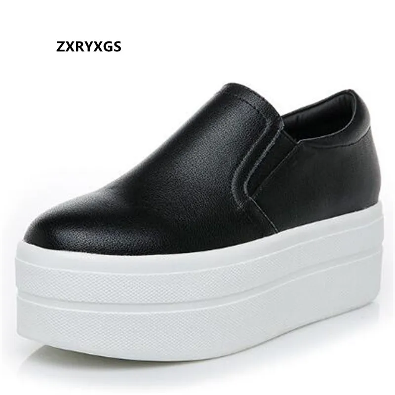 ZXRYXGS 2024 New Top Cowhide Platform Shoes Woman Sneaker Non-slip Comfort Winter High Heels Leather Shoes Women Casual Shoes