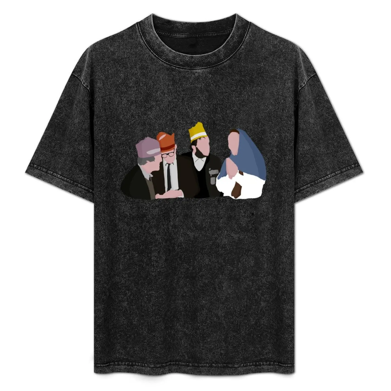 

Bottom 'Three Kings and Mary' Xmas Design T-Shirt Daily Casual Short Sleeve Tee Shirt